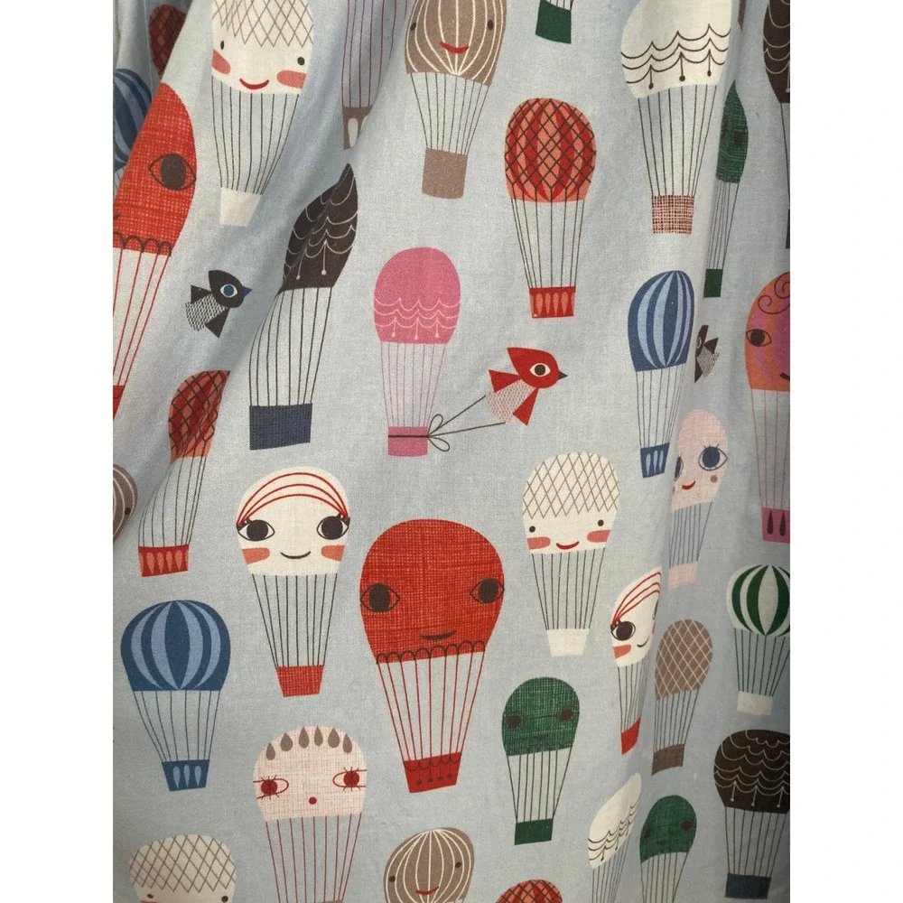 ModCloth Hot Air Balloon Print A-Line Skirt Blue Cotton XL Pocket Retro Style - Picture 6 of 14